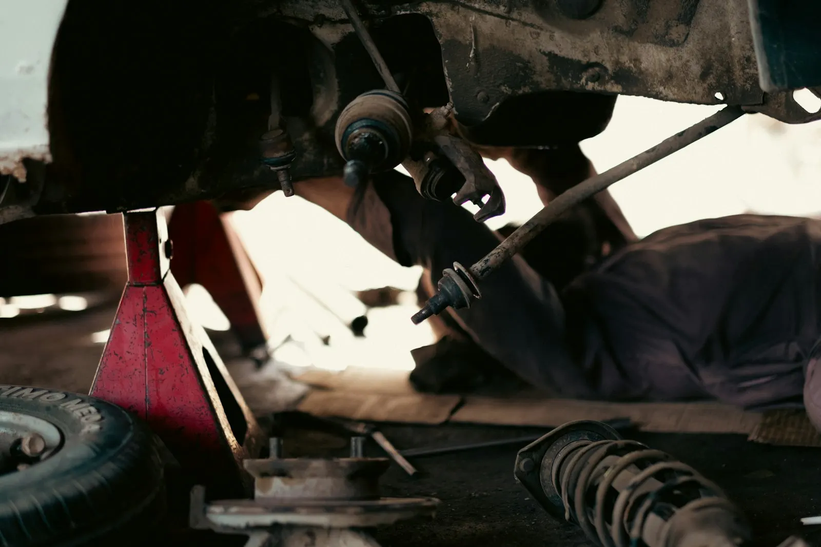 Suspension repair underneath a car